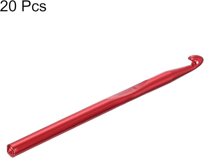 uxcell 20Pcs Aluminum Crochet Hook 8.0mm US Size L (Size 11) Knitting Needles for DIY Craft Yarn Red