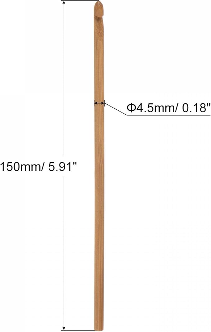 uxcell Wooden Bamboo Crochet Hook 4.5mm US Size G (Size 7) Fine Knitting Needles for DIY Craft Yarn 6Pcs