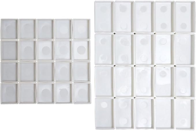 FCLUB Empty Watercolor Pans – 20 Full Pans (3ml) & 20 Half Pans (2ml), Refillable Plastic Watercolor Paint Pans for DIY Paints, Solid Watercolors, Fits Metal Watercolor Tins & Travel Palettes