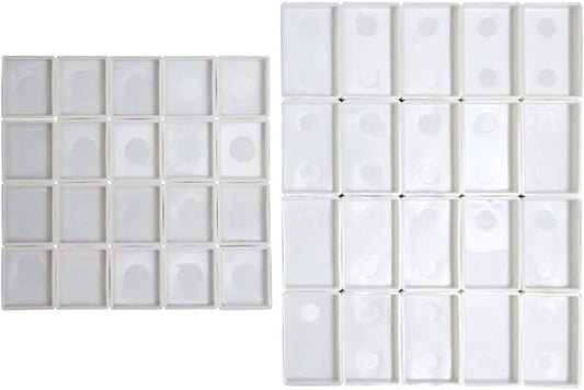 FCLUB Empty Watercolor Pans – 20 Full Pans (3ml) & 20 Half Pans (2ml), Refillable Plastic Watercolor Paint Pans for DIY Paints, Solid Watercolors, Fits Metal Watercolor Tins & Travel Palettes