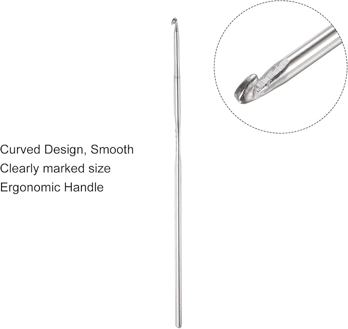uxcell 20Pcs Crochet Hook Stainless Steel 2.0mm US Size 4 Metal Knitting Needles for DIY Craft Lace Yarn