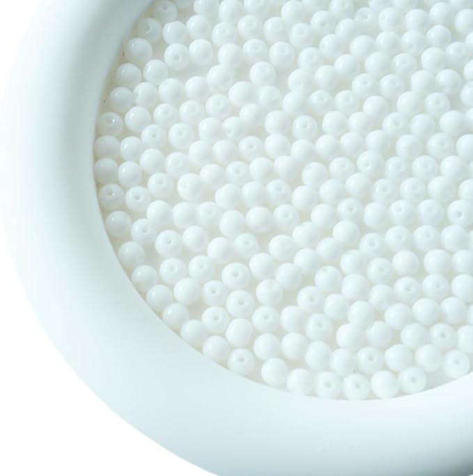 Jabrand 500pcs White Beads, 4mm Porcelain Beads for Jewelry Making Round Ceramic Bead Unique Vintage Bead for Craft Beading Kit Bracelets DIY Decor