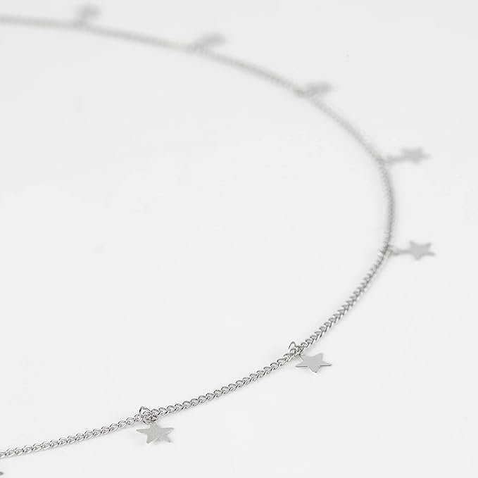 YOUBEIYEE Silver Star Necklace for Women Jewelry DIY Chains Bulk with Open Jump Rings and Lobster Clasps, Cable Link Chain Jewelry Making Supplies