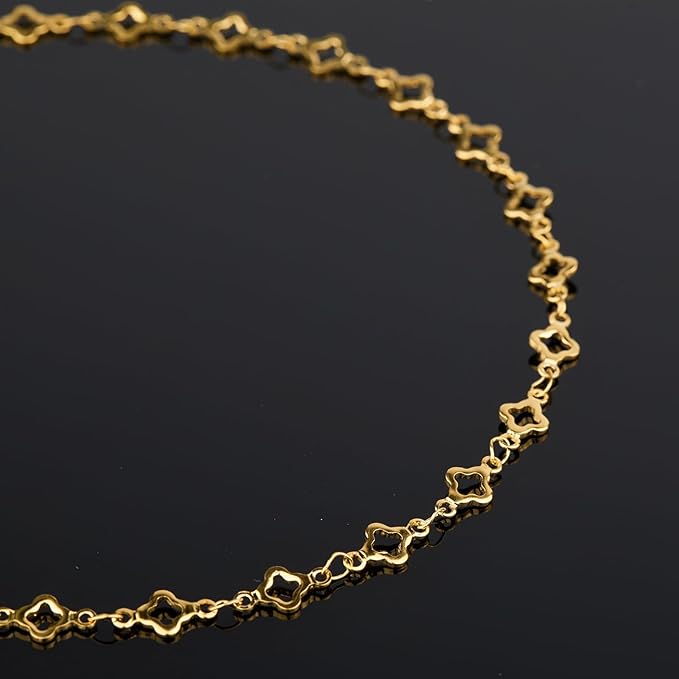 YOUBEIYEE 13 Feet Four Leaf Clover Chains for Jewelry Making Gold Plated Stainless Steel Chains Bulk on Spool