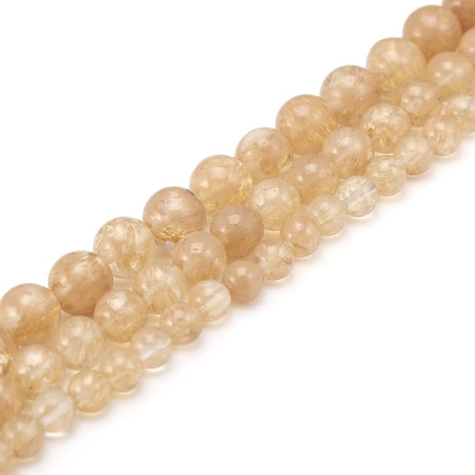 youngbling natural crystal beads for jewelry making,8mm gold rutilated quartz polished round smooth stone beads,genuine real stone beads for bracelet necklace 15 inch(gold rutilated quartz,8mm)