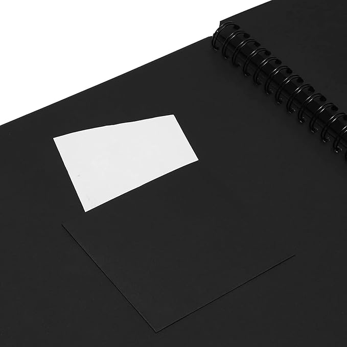 Juvale Spiral-Bound Scrapbook Album - Silk Ribbon Cover for Wedding Scrapbook - Durable Hardcover Black Paper Photo Albums - Complete Scrapbooking Supplies Kit, 80 Pages - 12.25 x 12.25 in, Black