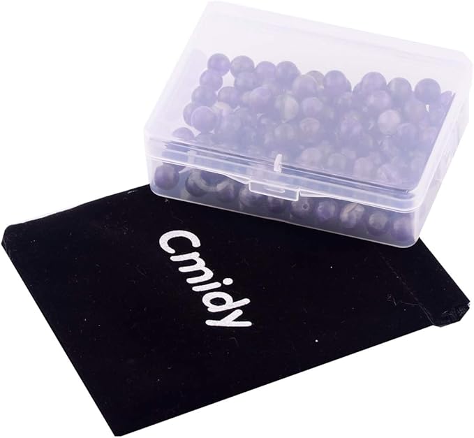 Natural Stone Beads 100pcs 10mm Amethyst Round Genuine Real Stone Beading Loose Gemstone Hole Size 1mm DIY Smooth Beads for Bracelet Necklace Earrings Jewelry Making (Amethyst, 10mm)