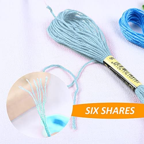 Embroidery Floss Kit-24 Skeins Premium Cross Stitch Thread for Knitting, Embroidery Stitching and Cross Stitch Project (Light Blue)