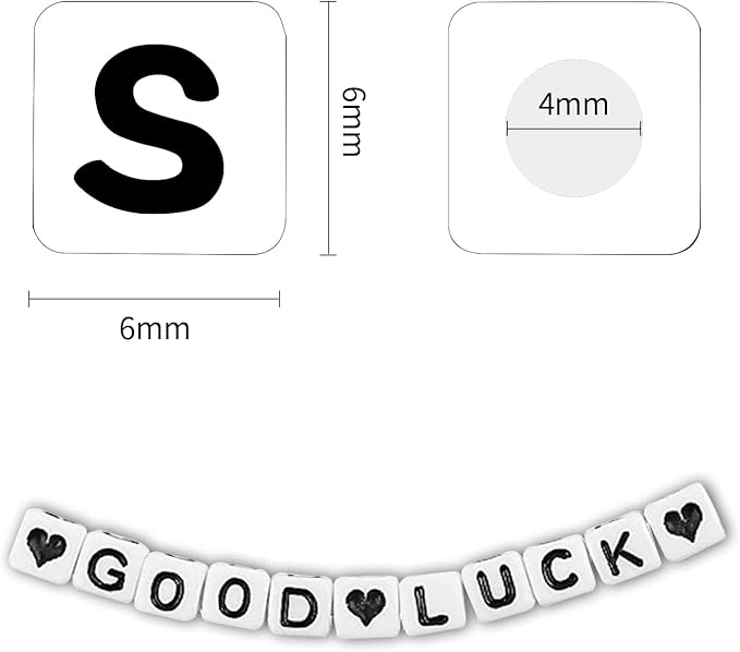 1400pcs letter beads, 6x6 mm acrylic alphabet beads, beads for jewelry and bracelet making, in 28 grid box (white and black)