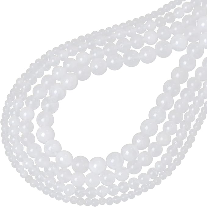 bymitel 6mm natural white jade round beads gemstones genuine with 210pcs diy jewelry making unisex (6mm 210pcs, white jade)