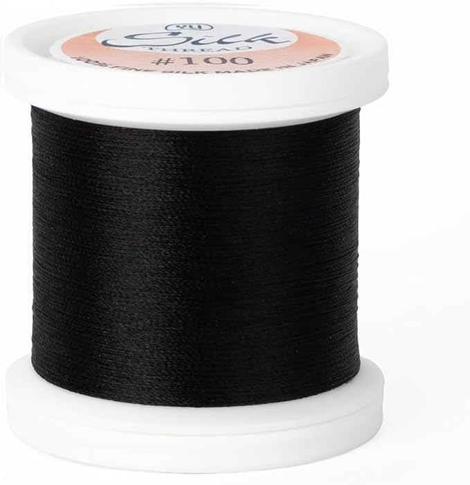 YLI Threads Silk Thread – 100 wt Fine Japanese Silk for Appliqué, EPP, and Quilting - Black
