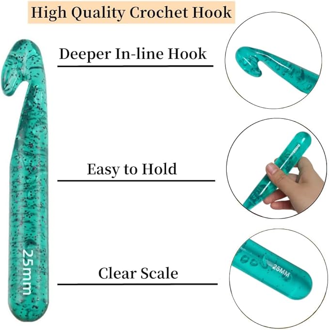 Large Crochet Hooks,25mm 20mm 18mm 15mm 12mm Crochet Hooks