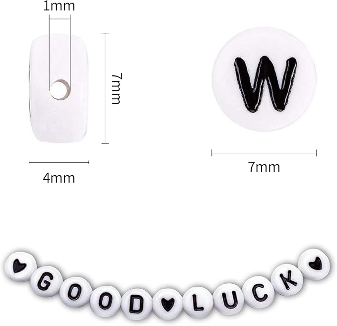 1400pcs letter beads, 4x7 mm acrylic alphabet beads, beads for jewelry and bracelet making, in 28 grid box (white and black)