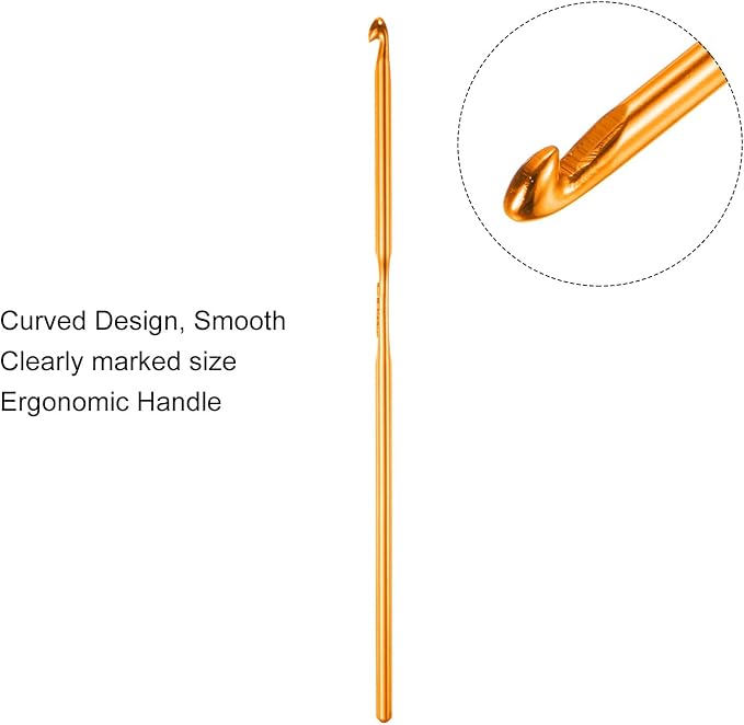 uxcell 20Pcs Aluminum Crochet Hook 3.5mm US Size E (Size 4) Knitting Needles for DIY Craft Yarn Gold Tone