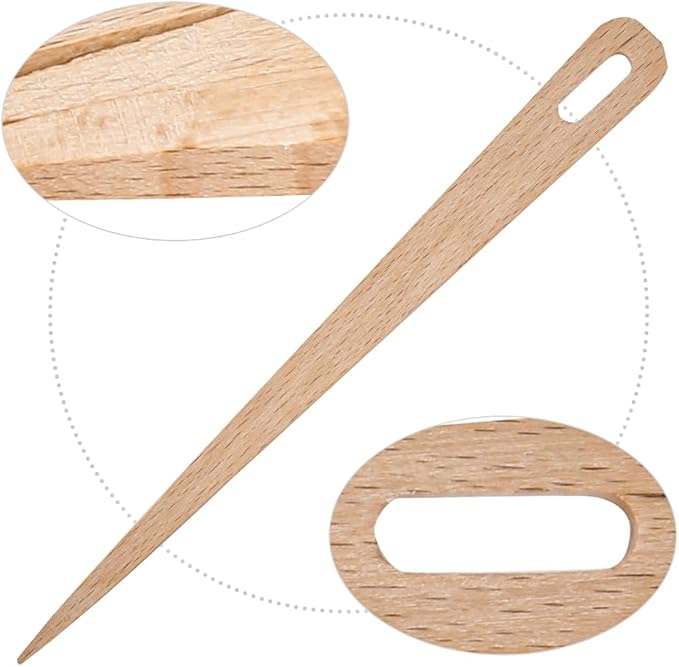 Haosie Wood Needle, 5 Pack Wooden Weaving Crochet Needle Hand Loom Stick Tapestry Sewing Making DIY Crafts Tools
