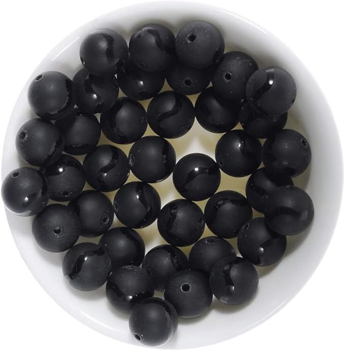 10mm Natural Agate W Line Gemstone Round Loose Beads Crystal Stone Bracelet Necklace Accessories Crafts for Jewelry Making DIY,1 Strand 15"