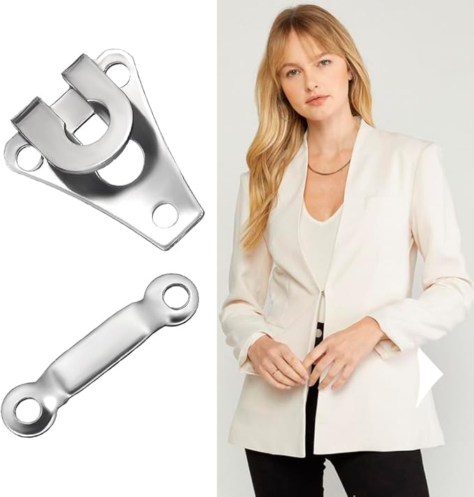24 Set Sewing Hooks and Eyes Closure Set - Versatile Fasteners for Trousers Skirts Dress Bra - DIY Craft Accessories - Metal Hook and Eye- Nickel