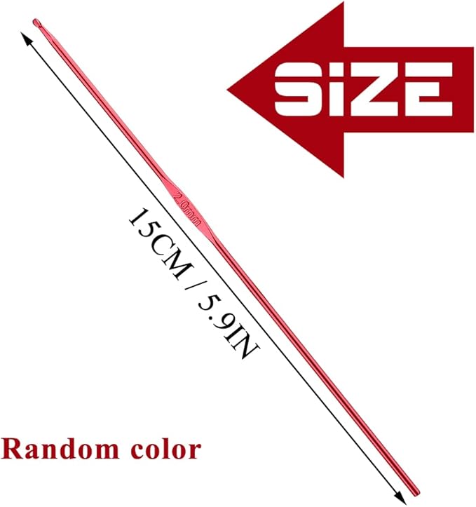 2mm Aluminum Crochet Hook, Smooth Crochet Needles, Knitting Needles for Yarn Craft, Great Handmade DIY Present for Friends, Random Color