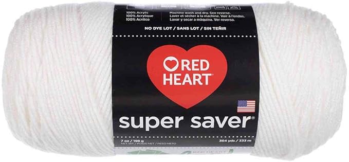 Craft County Size 4 (Medium) 100% Acrylic Fiber Yarn – Variety of Color and Pattern Options – for Crochet, Knitting, and Weaving (White)
