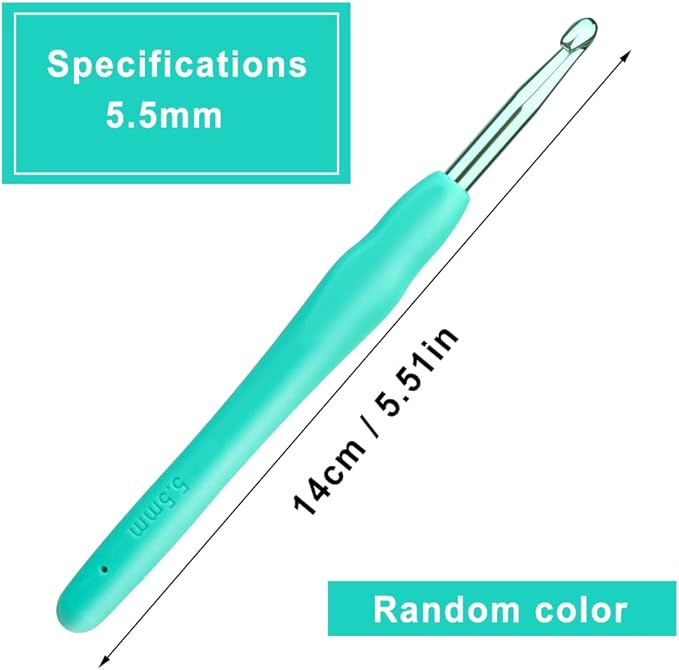 kgxulr 5.5 mm Crochet Hook, Aluminum Soft Grip Rubber Handle Needles Ergonomic Knitting Needles Crochet Needle for Beginners and Handmade DIY Knitting Crochet (5.5 mm)