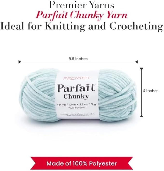 Premier Yarns Parfait Chunky Chenille Yarn 3.5 Oz 6 Super Bulky Weight 3 Pack Bundle with Bella's Stitch Place Holders (Rain)
