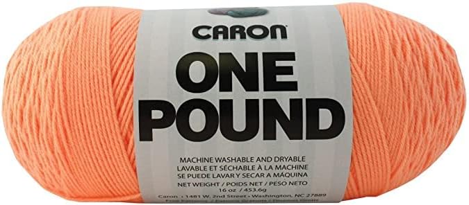 Caron One Pound Peach Yarn - 2 Pack of 454g/16oz - Acrylic - 4 Medium (Worsted) - 812 Yards - Knitting/Crochet