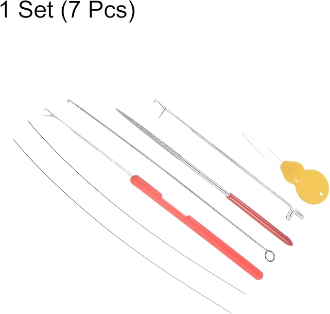 uxcell Beading Needle Set Threading Tools with Threader, Bead Crochet Hook, Tipped Bead Reamer Beading, Beaded Steel Wire