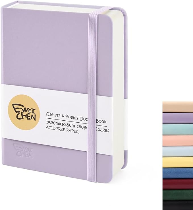 Small Blank Notebook, 96Pages, Hardcover Sketch Book for Drawing, 5.7x4.1 Pocket Journal Notebook for Travel, 180gsm Thick Paper Diary Notebooks for Work, Leather Cover Memo for Writing. Purple