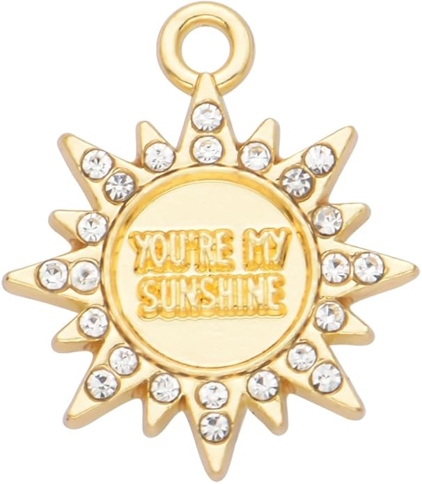 Pack of 20 Rhinestone Charms Gold Plated Pendants Pave Crystal Accessories for Necklace Bracelet Jewelry Making DIY Crafting