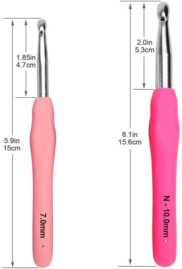 Large Crochet Hooks, BCMRUN Size 6.5mm(K)-10.0mm(P) Crochet Hooks Knitting Needles Set Ergonomic Grip Soft Handles Crochet Hook,Large-Eye Blunt Needles,Stitch Marker, Tape Measure in Case