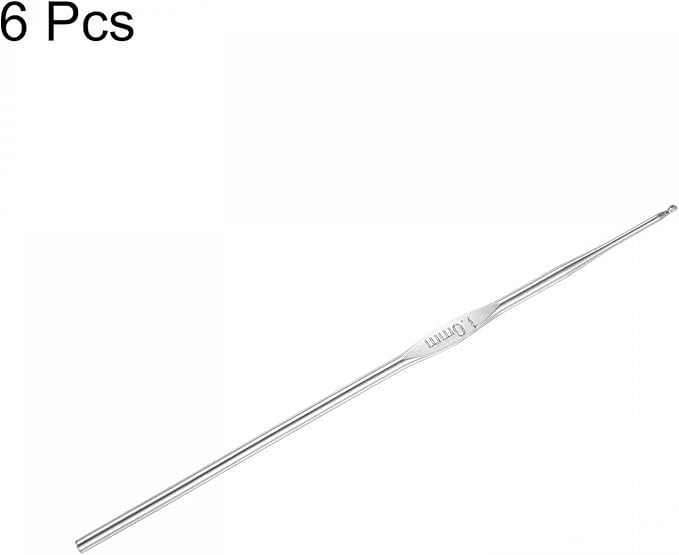 uxcell Stainless Steel Crochet Hook 1mm US Size 12 Knitting Needles for DIY Craft Yarn 6Pcs
