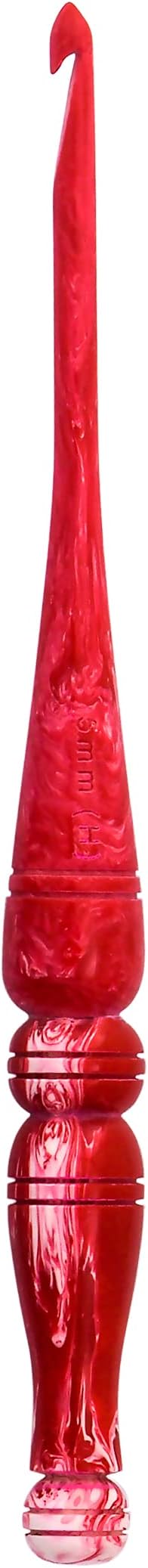 Divit Shilp Beta Ergonomic Handle Crochet Hooks | Handcrafted 7’’ Resin Crochet Hook Knitting Needle, Craft Yarn Weave | Best Gift! (Red, 5.5 mm)