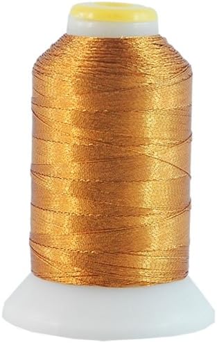 Threadart Metallic Thread | No. L35 - Brass | 500 Meter Cones (550 Yards) | 25 Brilliant Shiny Colors | For Machine Embroidery