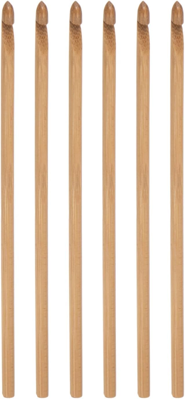 uxcell Wooden Bamboo Crochet Hook 5.0mm US Size H (Size 8) Knitting Needles for DIY Craft Yarn 6Pcs
