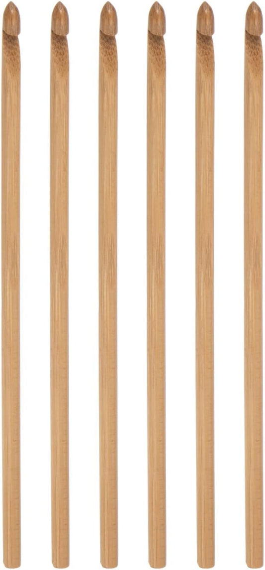 uxcell Wooden Bamboo Crochet Hook 5.0mm US Size H (Size 8) Knitting Needles for DIY Craft Yarn 6Pcs
