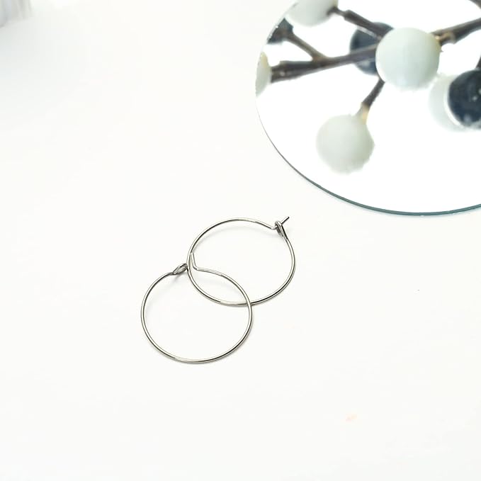2pcs 20g pure titanium earring hoops diy beaded earrings findings components for jewelry making 20mm, hypoallergenic beading hoop earring making kit for women men sensitive ears