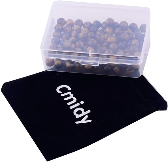 Natural Stone Beads 100pcs 6mm Tiger Eye Round Genuine Real Stone Beading Loose Gemstone Hole Size 1mm DIY Smooth Beads for Bracelet Necklace Earrings Jewelry Making (Tiger Eye, 6mm)