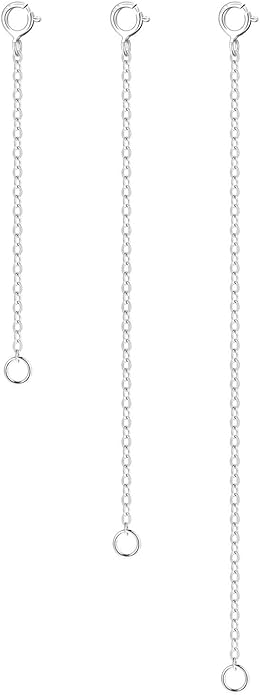 3 Pcs 925 Sterling Silver Necklace Extenders for Women Durable Strong Removable Necklace Bracelet Anklet Extension Jewelry Making Chains