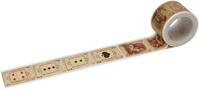Wrapables Decorative Festive Wide Washi Masking Tape, 25mm x 5m, Alice in Wonderland Cards