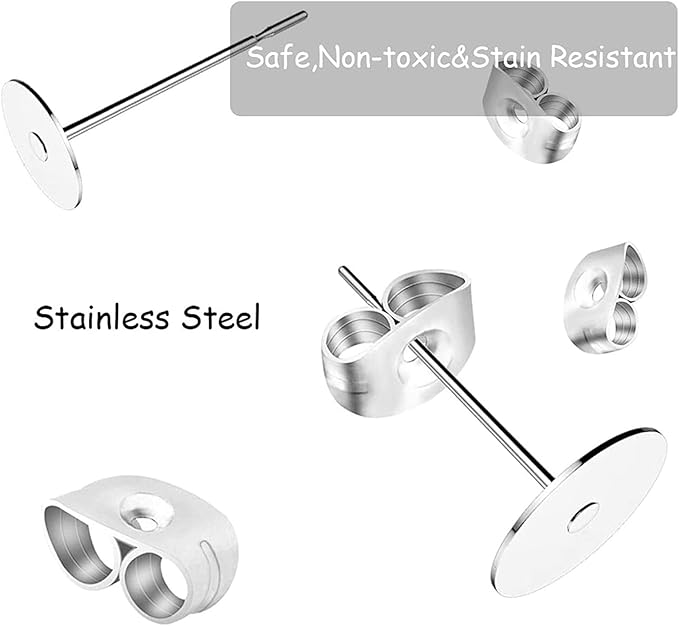 661pcs earring posts with jewelry glue,stainless steel jewelry making hypoallergenic earring posts and backs,stud earrings with butterfly rubber earring backs diy making findings