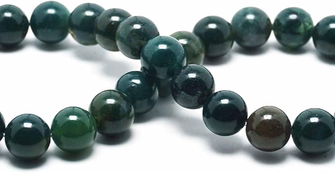 Natural Gemstone Beads for Jewelry Making - 10mm Stone Round Craft Beads for Bracelets(35-38pcs, Moss Agate)