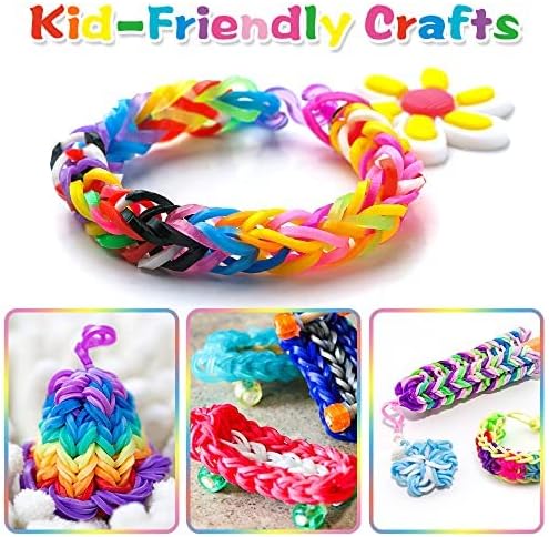 6000-Pack Rubber Loom Bands Making Kit,50PCS S-Clips10-Hooks,Colorful Rubber Bands Refill Kits for Weaving DIY Crafting Gift (Mix 1)