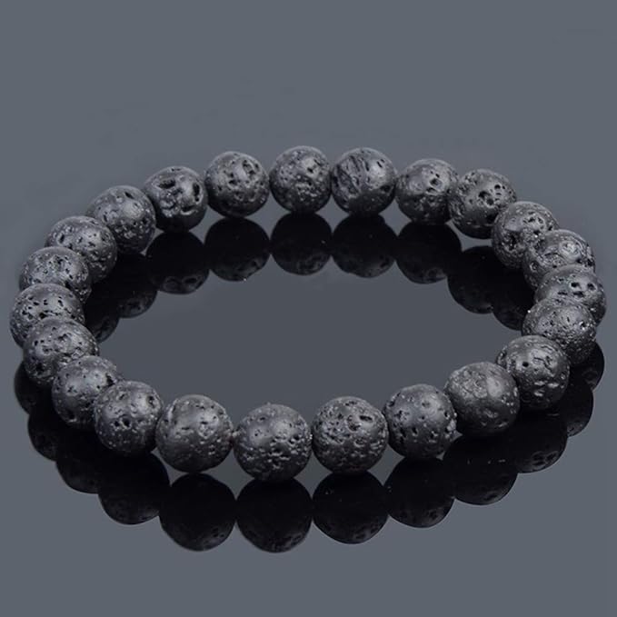 Natural Black Lava Round Genuine Stone Beads - 100pcs, 10mm, Hole 1mm, DIY for Essential Oil Yoga Bracelet Necklace Earrings Jewelry Making