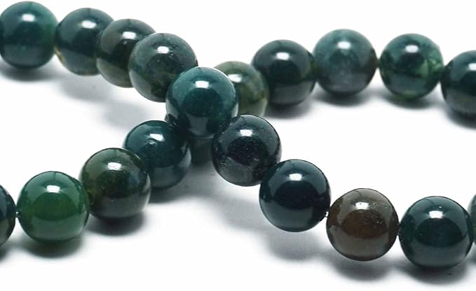 Natural Gemstone Beads for Jewelry Making - 6mm Stone Round Craft Beads for Bracelets(58-62pcs, Moss Agate)