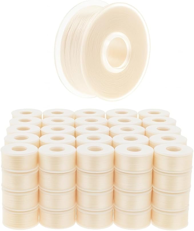 Mandala Crafts 144 Cream SA156 Prewound Bobbins for Singer Sewing Machine -15J SA156 Prefilled Bobbin Thread for Brother Sewing Machine and Embroidery