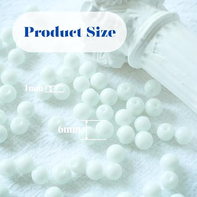 Jabrand 200pcs White Beads, 6mm Porcelain Beads for Jewelry Making Round Ceramic Bead Unique Vintage Bead for Craft Beading Kit Bracelets DIY Decor