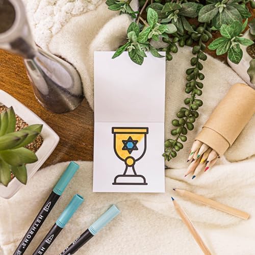 A Brighter Year The Original Adult Mini Coloring Book - Happy Hanukkah Edition - 3” x 3” Pocket Size, 50 Pages, Lay Flat Binding, Thick Paper, No Bleeding - Stress/Anxiety Relief - Relaxation, Gift