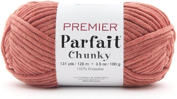 Premier Yarns Parfait Chunky Chenille 3.5 Oz 6 Super Bulky Weight 3 Pack Bundle with Bella's Stitch Place Holders (Chestnut)