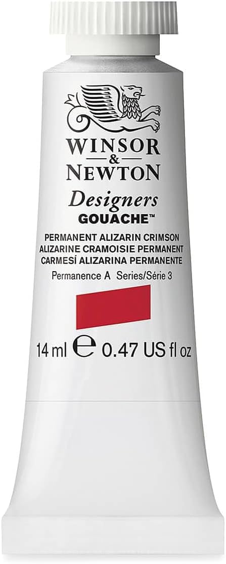 Winsor & Newton Designer's Gouache, 14 ml (0.47oz) tube, Permanent Alizarin Crimson