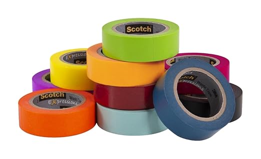 Scotch Washi Tape, 10 Rolls, Great for Use in Bullet Journal, School Supplies, Craft Supplies, and Teacher Appreciation Gifts (C317-10-SIOC)